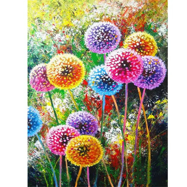 Classic Dandelion Dly Diamond Painting Digital Oil Painting Interior Decoration Painting Round Drill 20X30Cm - Shop at LoveMi