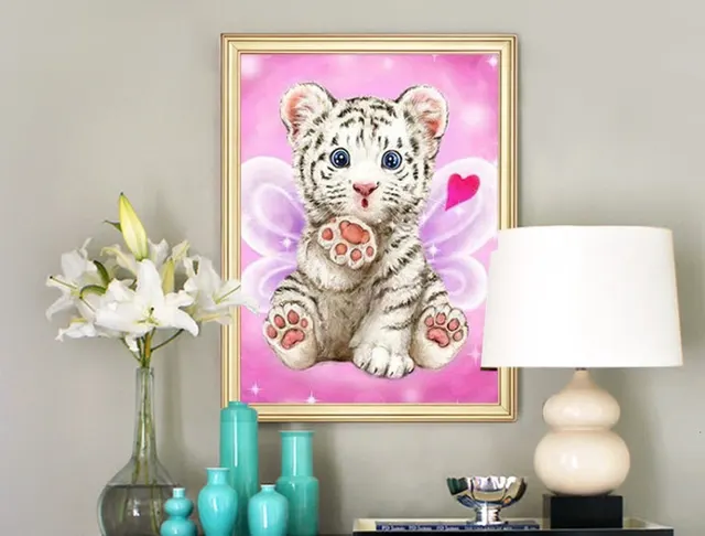 Tiger Diamond Embroidery Cross Stitch Cartoon Round Full Diamond Mosaic Set 45X60Cm - Shop at LoveMi