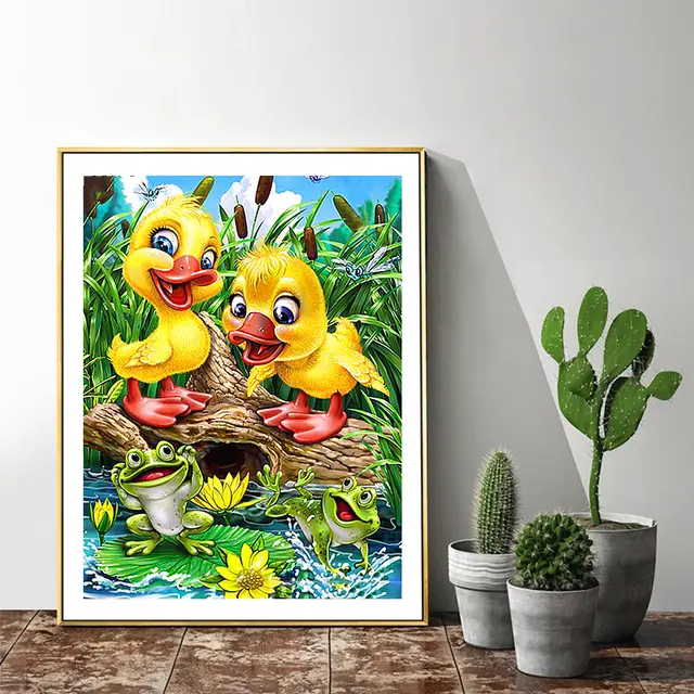 5D Diamond Embroidery Cross Stitch Duck Full Squarecircle Painting Animal Yellow - Shop at LoveMi
