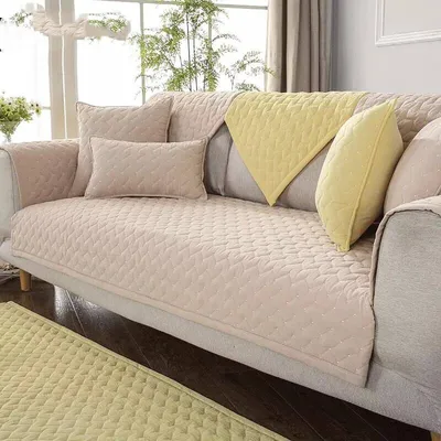 Pure Color Cotton Sofa Cushion Four Seasons Simple Modern Sofa Towel Cover Brown - Shop at LoveMi