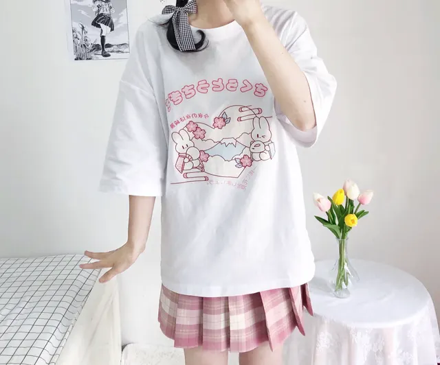 Summer Cute Soft Girl Five point Sleeve T shirt White Cotton - Shop at LoveMi