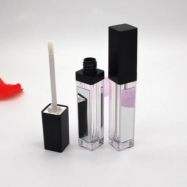 Lip Glaze Tube With Mirror Empty Tube Mirror With LED Light Lip Glaze Bottle Empty Bottle Lip Gloss Black - Shop at LoveMi