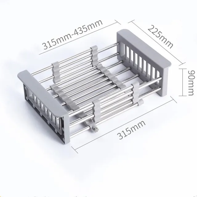 Stainless Steel Sink Drain Basket Retractable Gray Large - Shop at LoveMi