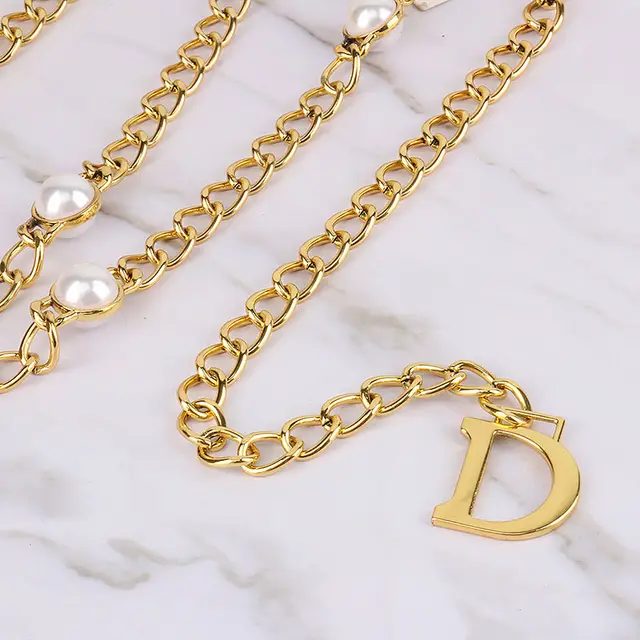 European And American Personality Fashionable Wild Light Luxury Metal Chain Letters Gold - Shop at LoveMi