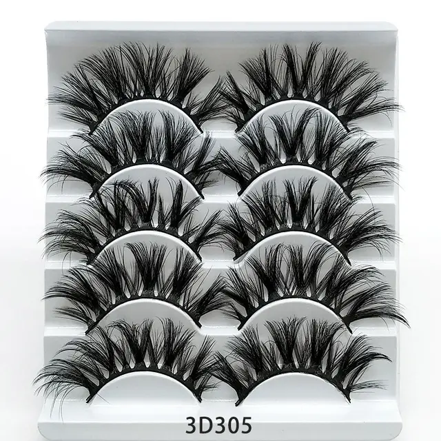 Mink False Eyelashes 3D False Eyelashes Five Pairs Of Soft Cotton Stalk Eyelashes 3D305 - Shop at LoveMi