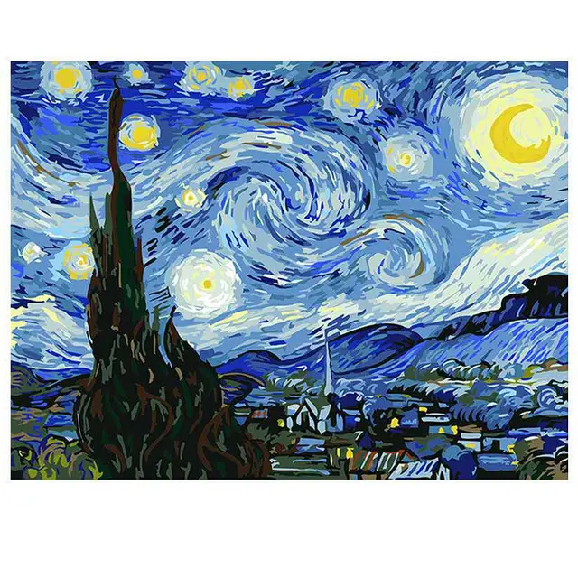 A Diy Digital Oil Painting Star Sky Color Painting 4050 Colouring Van Goghs Abstract Starry Sky - Shop at LoveMi