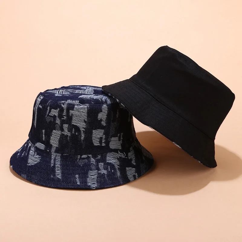 Neutral Hole Denim Fisherman Hat - Navy - View 1