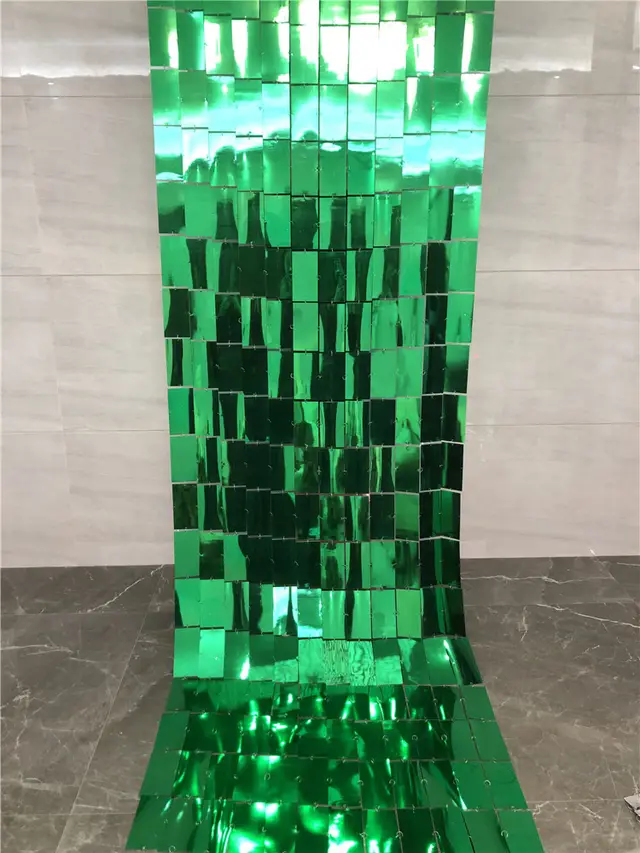 Mirror PVC Reflective Sequin Curtain Wedding Background Decoration Curtain Green - Shop at LoveMi