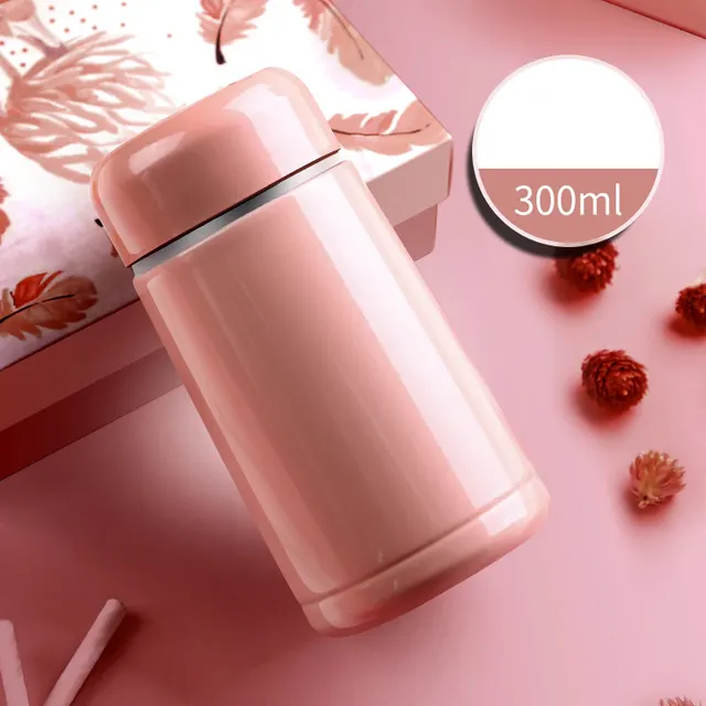 Thermos Cup Portable Creative Girl Heart Cute Water Cup Cup Pink Glossy - Shop at LoveMi