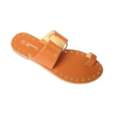 Summer New Woman Slippers Flat Sandals Toe Fashion Rivet Outdoor Shoes Plus Size 43 Brown - Shop at LoveMi