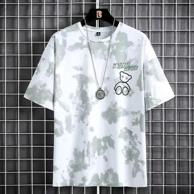 Short sleeved T shirt Youth Half sleeved Clothes Loose Casual Compassionate Men's Clothing Grey Blue - Shop at LoveMi