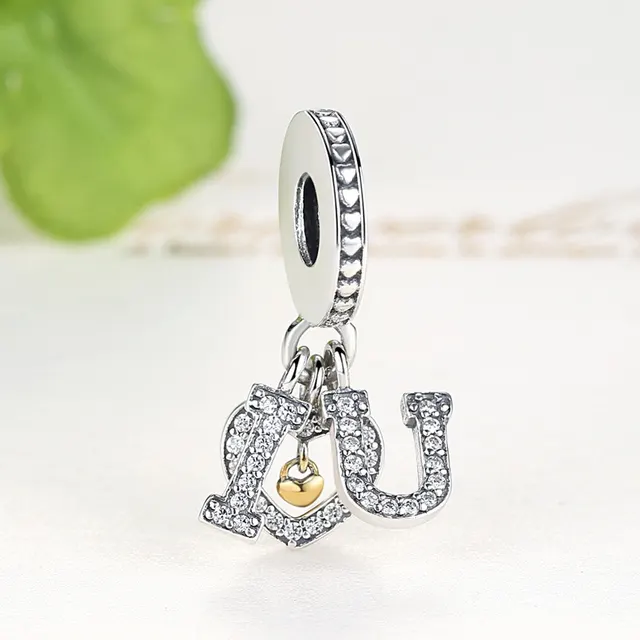 S925 Sterling Silver Heart Shaped I LOVE U Letter Pendant Bracelet Accessories Silver - Shop at LoveMi