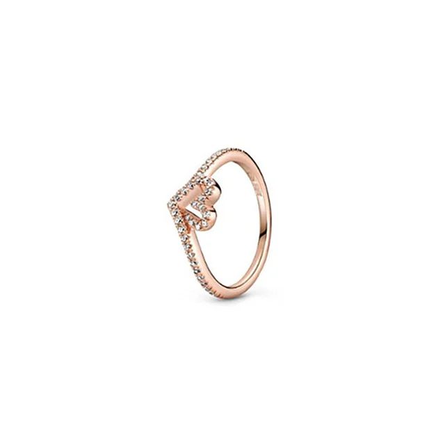 Sterling Silver Ring Rose Gold Solitaire Ring Epoxy Love Heart Ring Style3 - Shop at LoveMi