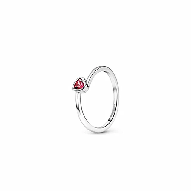 Sterling Silver Ring Rose Gold Solitaire Ring Epoxy Love Heart Ring Style5 - Shop at LoveMi