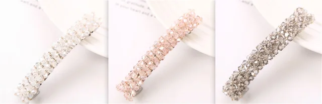 Hairpin Four Rows Of Crystal Braided Spring Clip Hair Accessories For Women Set4 - Shop at LoveMi