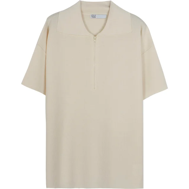 American Retro Apricot Knitted POLO Shirt Women's Trendy Ins Summer Thin Short sleeved Top Apricot - Shop at LoveMi