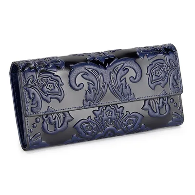 Women's Leather Wallet Long Three fold Long Wallet Blue - Shop at LoveMi