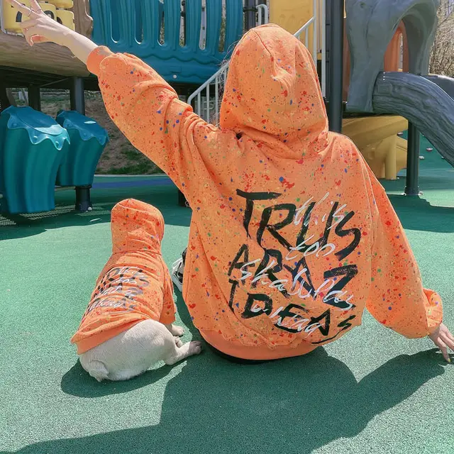 Pet Parent Child Clothes Pet Clothes Two Legged Clothes Dog Clothes Orange - Shop at LoveMi