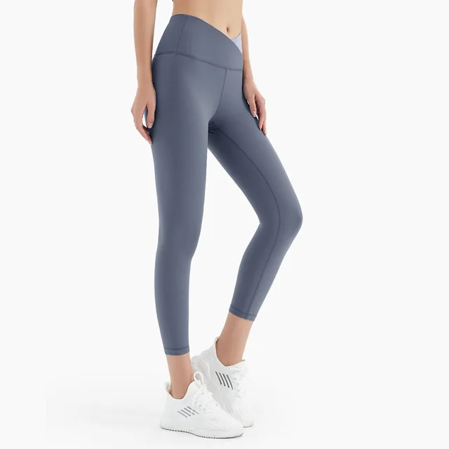 Hip lifting High waist Running Sports Stretch Fitness Pants Breathable Cropped Pants Blue - Shop at LoveMi