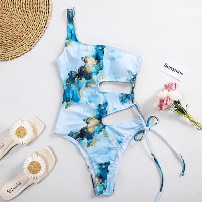 Sexy Lace up Bikini One piece Hollow Swimsuit 2Style L - Shop at LoveMi