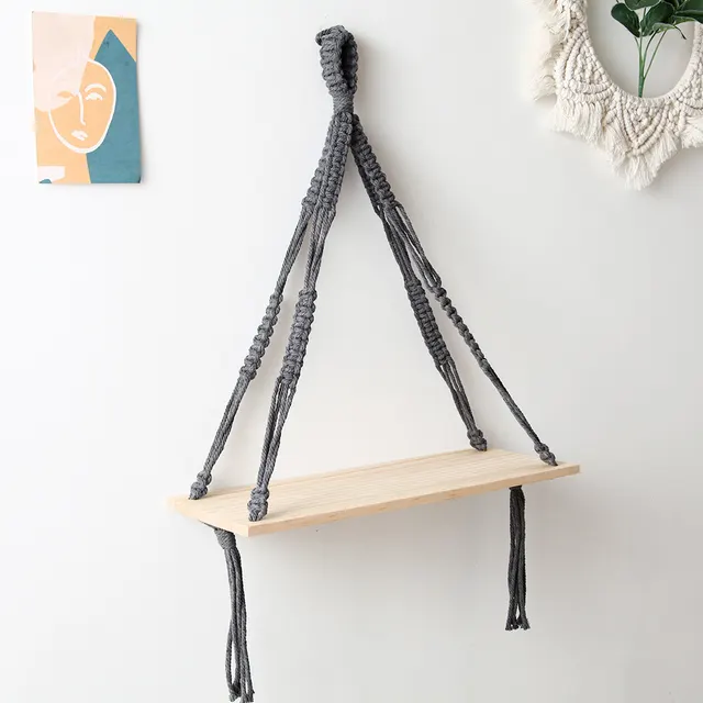 New Nordic Color Cotton Rope Hand Woven Tapestry Rack Wall Storage Rack Room Decoration Grey - Shop at LoveMi