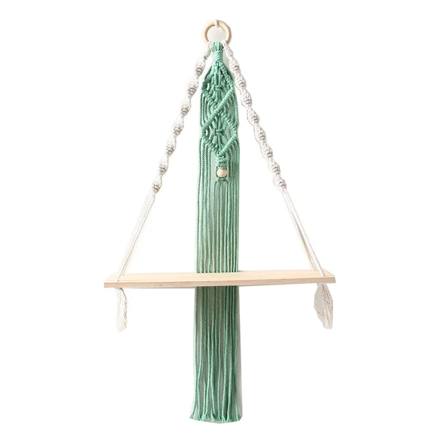 New Nordic Color Cotton Rope Hand Woven Tapestry Rack Wall Storage Rack Room Decoration Green - Shop at LoveMi