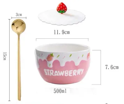 Strawberry Bowl Ceramic Home Breakfast Bowl Creative Instant Noodle Bowl 4Style - Shop at LoveMi