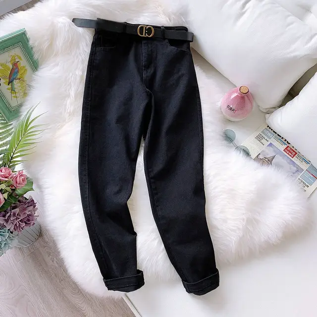 High Waist Jeans For Female Students Black - Shop at LoveMi