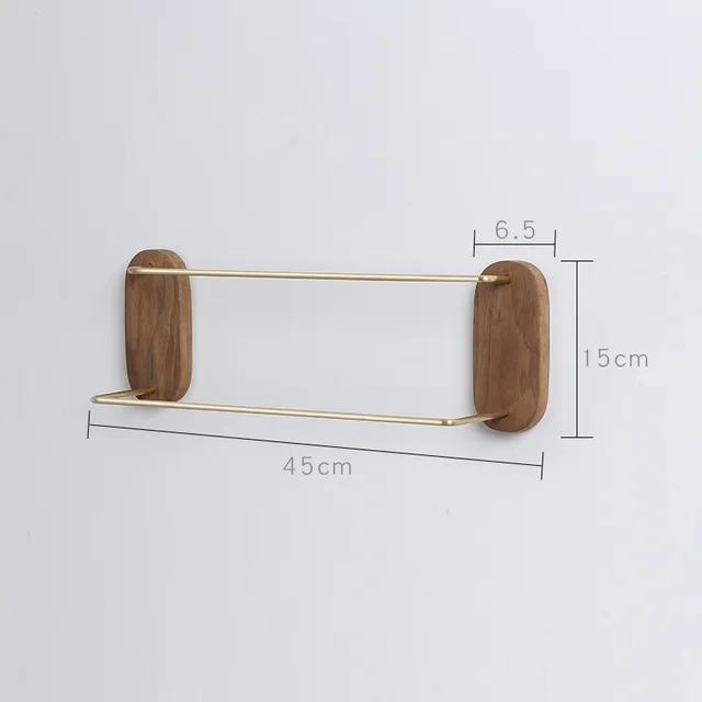 Bathroom Towel Rack Bathroom Brass Single Towel Bar Rack Bath Towel Rack Hanger Black Walnut Double Bar Rack Black Walnut - Shop at LoveMi