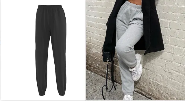 Women's Solid Color Slim fitting Casual Pants With Elastic Waistband And Letter Print Sweatpants Black Grey - Shop at LoveMi