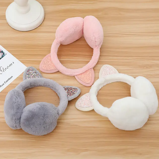 New Cute Rabbit Ears Bowknot Earmuffs For Ladies Winter Rabbit Fur Earmuffs 2.White - Shop at LoveMi