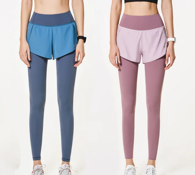 Fake Two Piece Yoga Pants Large Size Fitness Pants Women Quick Drying Summer Thin Section High Waist Hip Tights Running Pants Sports Pants 10 Style - Shop at LoveMi