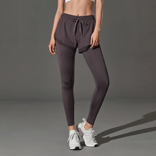 Fake Two Piece Yoga Pants Large Size Fitness Pants Women Quick Drying Summer Thin Section High Waist Hip Tights Running Pants Sports Pants 4 Style - Shop at LoveMi