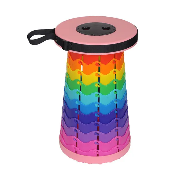 Portable Travel Folding Retractable Rainbow Stool Pink - Shop at LoveMi