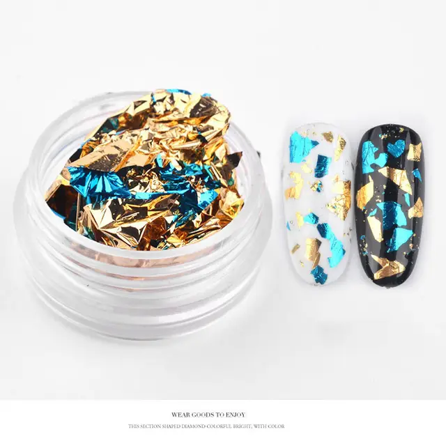 Gold And Silver Tin Foil Nail Stickers Decorations Crystal Phototherapy Nail Foil Paper Golden Blue - Shop at LoveMi
