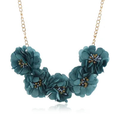 Temperament Fabric Flower Necklace Women's Clothing Accessories Blue - Shop at LoveMi