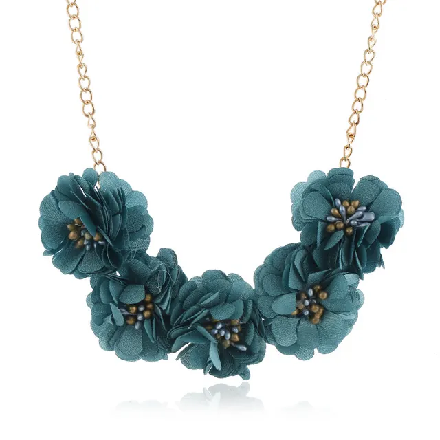 Temperament Fabric Flower Necklace Women's Clothing Accessories Blue - Shop at LoveMi
