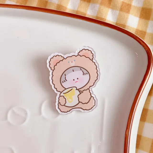 Creative Cartoon Acrylic Brooch Girl Accessories Clothes Bag Pendant Badge Pin Cute Bear - Shop at LoveMi