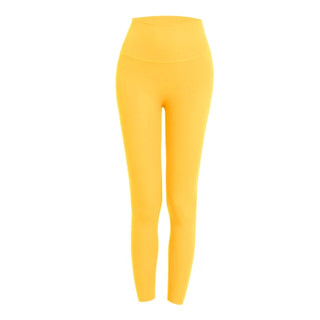 Brand New One Piece Seamless Yoga Pants High Waist Nude Feeling Sanded Peach Hip Fitness Pants Women'S Tight Leggings Mustard Yellow - Shop at LoveMi