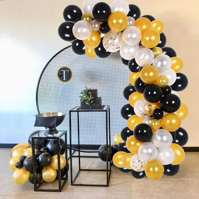 Scene Arrangement Black Gold Latex Balloon Garland Balloon Set - Shop at LoveMi