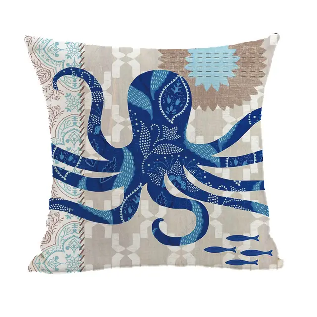 Marine Animal Printed Linen Pillowcase - Shop at LoveMi