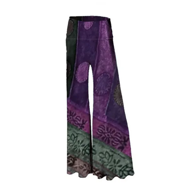 Women's Retro Ethnic Print Casual Pants Wide leg Pants Purple - Shop at LoveMi