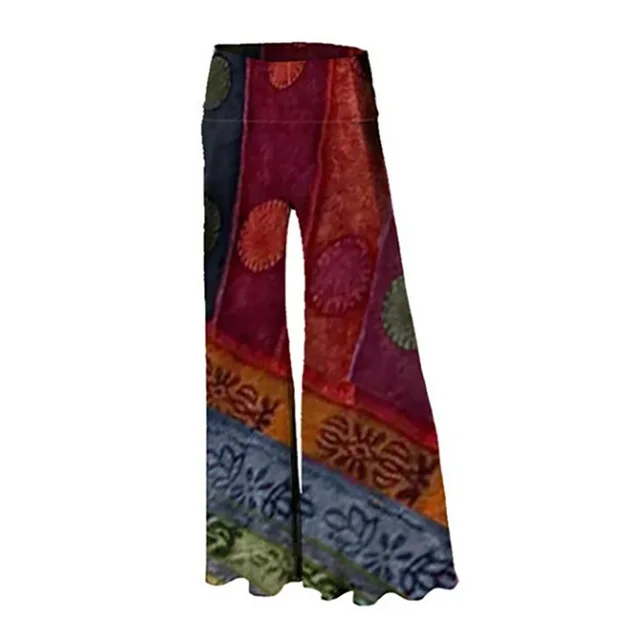 Women's Retro Ethnic Print Casual Pants Wide leg Pants Red - Shop at LoveMi