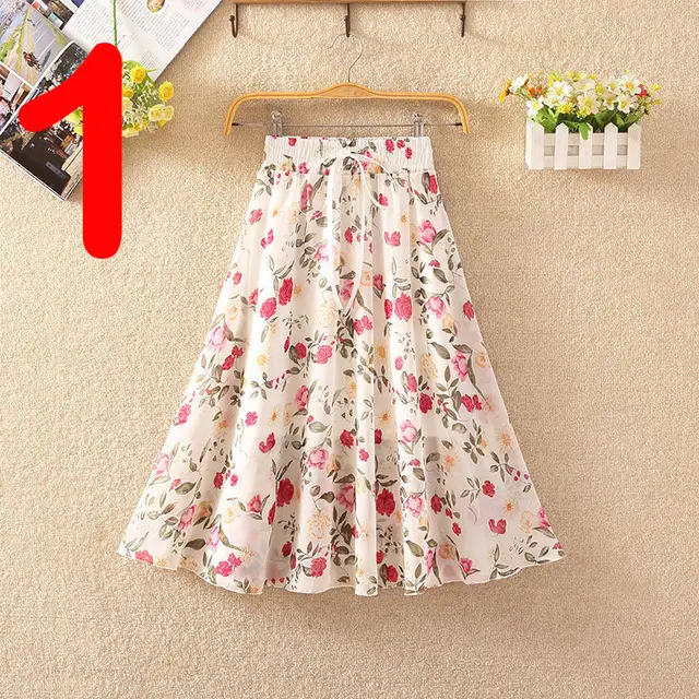 Summer Ladies Look Thin All Match Printed Chiffon Skirt 1.Style - Shop at LoveMi