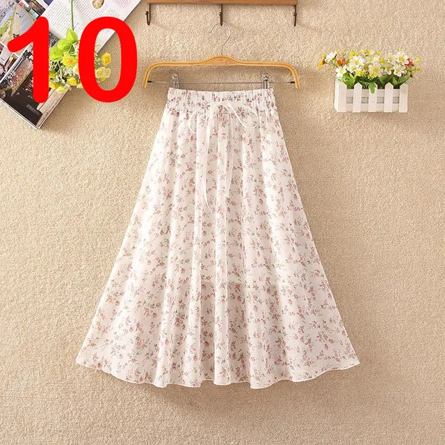 Summer Ladies Look Thin All Match Printed Chiffon Skirt 10.Style - Shop at LoveMi