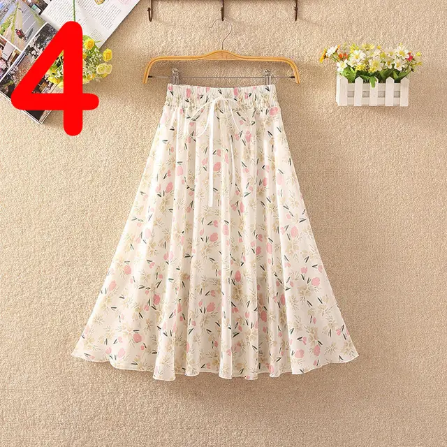 Summer Ladies Look Thin All Match Printed Chiffon Skirt 4.Style - Shop at LoveMi