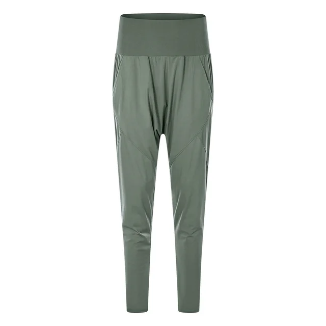 Abdomen Harem Pants Women Pocket Loose Casual Sports Fitness Yoga Pants Green - Shop at LoveMi