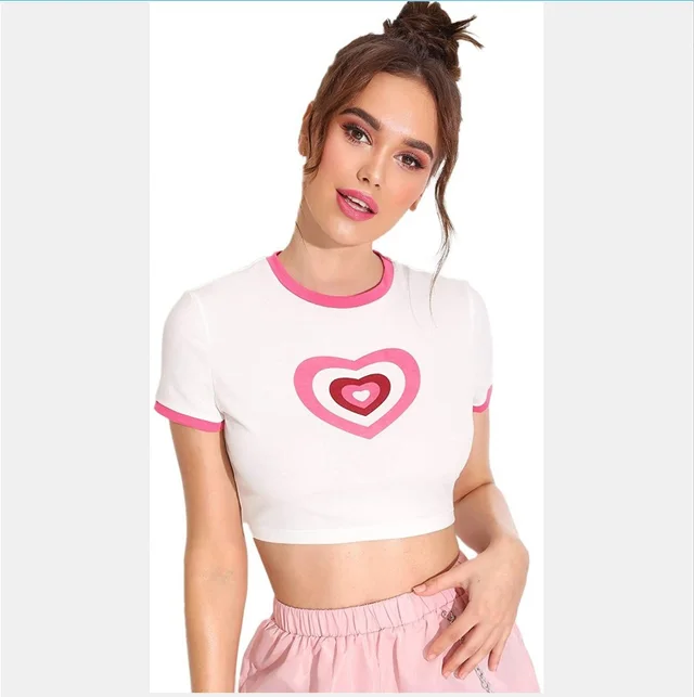 Style New Digital Printing Short Sleeve Round Neck T Shirt Red - Shop at LoveMi