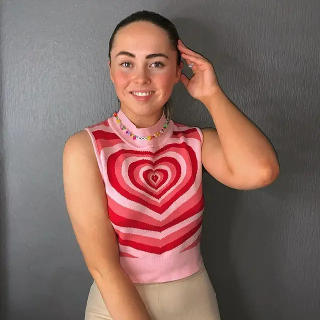 Xia Cross Border New Love Vortex Contrast Sexy Short Woolen Vest Slim Top Pink - Shop at LoveMi