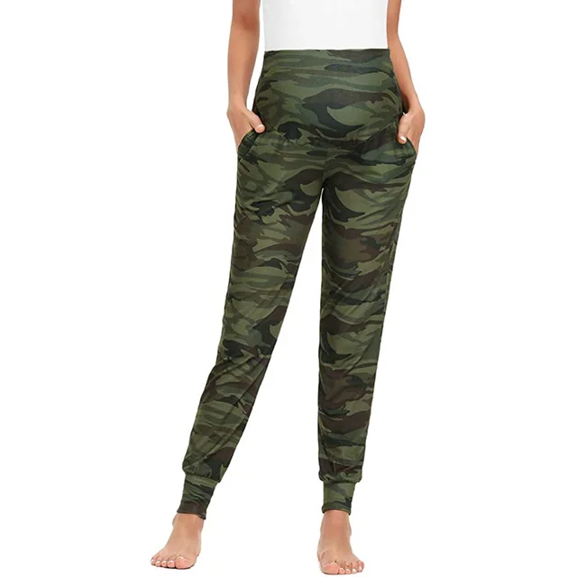 Maternity Pants Maternity Loose Casual Pants Maternity Pants Harlan Pants Maternity Pants Abdomen Ankle Tight Work Pants Yoga Pants Green Camouflage - Shop at LoveMi
